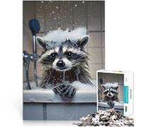Jigsaw Puzzles for Adults 2000 Piece raccoon take a shower Intellektuelles Spiel Einzigartige Wohndekoration und Geschenke70x100cm