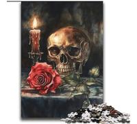 Jigsaw Puzzles for Adults 2000 Piece Skull Red Rose Candle Challenging Game Toys Deal As Gifts for The Whole Family for Ages 14+ 70x100cm