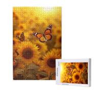 Jigsaw Puzzles for Adults 2000 Piece Sunflower Jigsaw Puzzles for Adults with Gift Box 99x70cm,Wooden Puzzle Butterfly Challenging Puzzle Games Home Decoration, for The Whole Family,p1406t