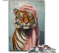Jigsaw Puzzles for Adults 2000 Piece Tiger in The Bathroom Help The Brain Exercise Addictive Toys to Cultivate Patience Parent-child Interaction 70x100cm