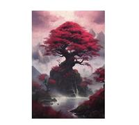Jigsaw Puzzles for Adults 2000 Piece Tree Of Life Large Puzzle Red, Difficult Challenging Family Games for The Whole for Women, Wooden Jigsaws with Gift Box Packaging, Gifts for Women 99x70cm D-1098