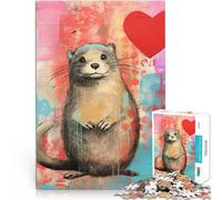 Jigsaw Puzzles for Adults 2000 Piece Valentine Heart Otter Mixed Media Lernspielzeug Geburtstagsgeschenk, Geschenke70x100cm