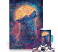 Jigsaw Puzzles for Adults 2000 Piece Wolf Howling at the Cosmic Moon Made of cardboard for age 14 years and over Train your brain and your hands Christmas game Gifts 。size:70x100cm/27.5x39.3inch