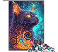 Jigsaw Puzzles for Adults 2000 Pieces Art Psychedelic Cat,Challenging Difficult with Fully Interlocking Randomly Shaped Pieces 70X100cm
