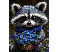 Jigsaw Puzzles for Adults 2000 Pieces,Blue Flower Raccoon jigsaw puzzle 100x70 cm Challenging DIY Puzzle for Home Decoration,Family puzzles Perfect for Game
