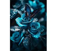 Jigsaw Puzzles for Adults 2000 pieces,Blue Roses Butterfly puzzles for adults,Classic Educational Games DIY Handwork Puzzle for Home Decor Gift