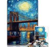 Jigsaw Puzzles for Adults 2000 Pieces Brooklyn Bridge Night,Educational Games Home Decoration Is Ideal As A Gift for The Whole Family 70x100cm