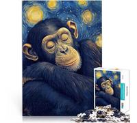 Jigsaw Puzzles for Adults 2000 Pieces Chimpanzee Starry Night Lernspiele Jedes Stück ist einzigartig Anspruchsvolles Familienspiel70x100cm