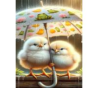 Jigsaw Puzzles for Adults 2000 Pieces,Cute Chick Umbrella jigsaw puzzle 100x70 cm Challenging DIY Puzzle for Home Decoration,Family puzzles Perfect for Game