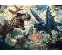 Jigsaw Puzzles for Adults 2000 Pieces, Family Games Jigsaw Puzzle Wooden, Challenging Brain Teaser Game, Home Decor, Ideal for Men Women, Large 39.2 x 27.8 inches Dinosaur Flame f0-596