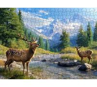 Jigsaw Puzzles for Adults 2000 Pieces, Family Games Jigsaw Puzzle Wooden, Challenging Brain Teaser Game, Home Decor, Ideal for Men Women, Large 39.2 x 27.8 inches Deer Landscape f0-636