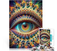 Jigsaw Puzzles for Adults 2000 Pieces Fractal Mandala Eye 01 Entspannungsspiele mit passendem Poster und Quizblatt70x100cm