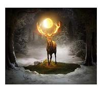 Jigsaw Puzzles for Adults 2000 Pieces, Luminous Deer in the Forest Puzzles for Adults Large Landscape Puzzle for Friends DIY Intellectual Educational70x100cm