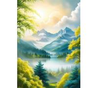 Jigsaw Puzzles for Adults 2000 pieces,Misty Mountain Lake puzzles for adults,Classic Educational Games DIY Handwork Puzzle for Home Decor Gift