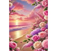 Jigsaw Puzzles for Adults 2000 Pieces,Pink Beach Flowers jigsaw puzzle 100x70 cm Challenging DIY Puzzle for Home Decoration,Family puzzles Perfect for Game