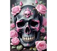 Jigsaw Puzzles for Adults 2000 Pieces,Pink Roses Skull puzzles for adults,Classic Educational Games DIY Handwork Puzzle for Home Decor Gift