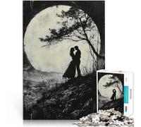 Jigsaw Puzzles for Adults 2000 Pieces Romantic Moonlit Embrace - Charcoal Style Quizspiel Kunstwerk Geschenk70x100cm