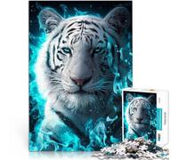 Jigsaw Puzzles for Adults 2000 Pieces siberian tiger blue fire Präzisionsschnitt Geburtstagsgeschenk, Geschenke70x100cm