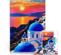 Jigsaw Puzzles for Adults 2000 Pieces Sunset over Santorini Hands-on-Spiel Einzigartige Geburtstags- und Geschenkideen70x100cm