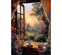 Jigsaw Puzzles for Adults 2000 Pieces,Windowsill Coffee Flowers puzzles for adults,Classic Educational Games DIY Handwork Puzzle for Home Decor Gift