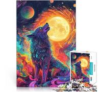 jigsaw puzzles for adults 2000 pieces Wolf Howling at the Cosmic Moon Made of cardboard for and from 14 years and over Home Educational Games DIY Toys Great gifts and toys。size：70x100cm