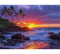 Jigsaw Puzzles for Adults 2000 Sunset Beach Puzzle High Definition Wooden Puzzle with Gifts Box Relaxing Home Activity & Wall Decor Large Educational Puzzles Challenging Games for Adults s7h-46