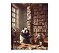 Jigsaw Puzzles for Adults 30 Animal Panda Bookshelf, Challenge Educational Game, Impossible High Difficult Jigsaw Puzzles for Adults, Puzzle 30 Pieces