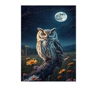 Jigsaw Puzzles for Adults 30 Moon Owl Flower, Challenge Educational Game, Impossible High Difficult Jigsaw Puzzles for Adults, Puzzle 30 Pieces