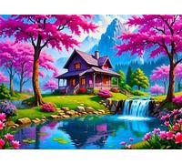 Jigsaw Puzzles for Adults 30 piece,25x20 cm puzzle for adults Educational Game Challenge Toy 30 Pieces puzzles for Adult Home Decoration Puzzle (Purple Tree Lodge)