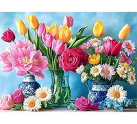 Jigsaw Puzzles for Adults 30 piece,25x20 cm puzzle for adults Educational Game Challenge Toy 30 Pieces puzzles for Adult Home Decoration Puzzle (Tulip Daisy Bouquet)