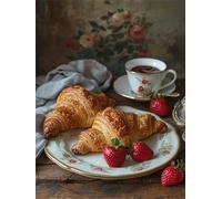 Jigsaw Puzzles for Adults 30 piece,25x20 cm puzzle for adults Educational Game Challenge Toy 30 Pieces puzzles for Adult Home Decoration Puzzle (Croissant Coffee Fruits)