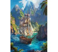 Jigsaw Puzzles for Adults 30 Pieces Ancient Ship Canyon, 25x20cm 30 pieces puzzles for adults, Educational Game Challenge Toy, Impossible Puzzle for Family Activity