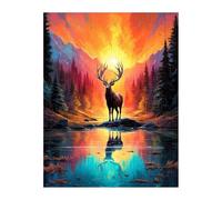Jigsaw Puzzles for Adults 30 Sunrise Jungle Deer, Challenge Educational Game, Impossible High Difficult Jigsaw Puzzles for Adults, Puzzle 30 Pieces