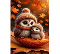 Jigsaw Puzzles for Adults 300 Autumn Owl Hedgehog 15 x 10.2 inch, Puzzle Educational Games, 300 Pieces for Adults Family Puzzle Game