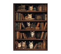 Jigsaw Puzzles for Adults 300 Cat Bookshelf, Challenge Educational Game, Impossible High Difficult Jigsaw Puzzles for Adults, Puzzle 300 Pieces