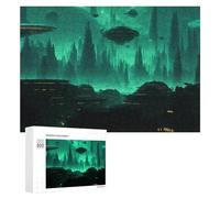 Jigsaw Puzzles for Adults 300 PCS Alien Cityscape Futuristic Urban Landscape Jigsaws for Adults Fun Games Perfect Decoration Challenging To Complete 300 PCS