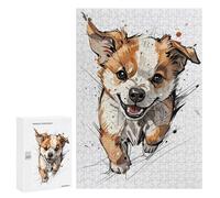 Jigsaw Puzzles for Adults 300 PCS Angry Puppy Watercolor Art Adult Puzzles Brain Teaser Game Presents for Women Gifts for Friends And Family 300 PCS