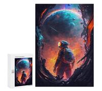 Jigsaw Puzzles for Adults 300 PCS Astronaut Gazing at Planets -1 Jigsaw Puzzle Family Game But Fun And Humorous Birthday Present, Gifts, 300 PCS