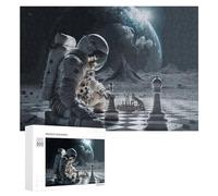 Jigsaw Puzzles for Adults 300 PCS Astronaut Playing Chess on The Moon Jigsaws for Adults Fun Games Perfect Decoration Challenging To Complete 300 PCS