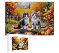 Jigsaw Puzzles for Adults 300 PCS Autumn Kitten Scene Jigsaws for Adults Fun Games Perfect Decoration Challenging To Complete 300 PCS