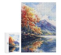 Jigsaw Puzzles for Adults 300 PCS Autumn Lake Mirror Adult Puzzles Brain Teaser Game Presents for Women Gifts for Friends And Family 300 PCS