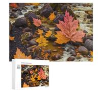 Jigsaw Puzzles for Adults 300 PCS Autumn Leaves in River Stream Jigsaw Relaxing Games Analysis And Logic Unique Birthday And Xmas Gifts 300 PCS