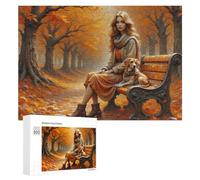 Jigsaw Puzzles for Adults 300 PCS Autumnal Forest Bench Scene Puzzle for Adults Relax Games Difficult Hard Gifts for Friends And Family 300 PCS