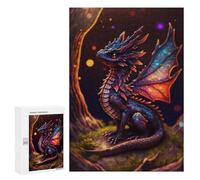 Jigsaw Puzzles for Adults 300 PCS Black Fire Dragon Cub Jigsaws for Adults Relax Games Presents for Women Gifts for Friends And Family 300 PCS
