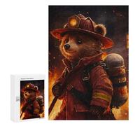 Jigsaw Puzzles for Adults 300 PCS Brave Firefighter Bear Adult Puzzles Brain Teaser Game Presents for Women Gifts for Friends And Family 300 PCS