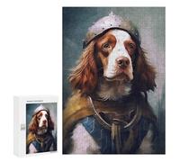 Jigsaw Puzzles for Adults 300 PCS Brittany Spaniel Viking Puzzle for Adults Hands-on Game Wall Decoration Fun Activities at Home 300 PCS