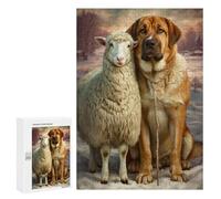Jigsaw Puzzles for Adults 300 PCS Canine Sheep Friendship Winter Scene Jigsaw Puzzles for Teenagers Improve Memory Train Your Brain And Hands Stress Reduction Gifts 300 PCS