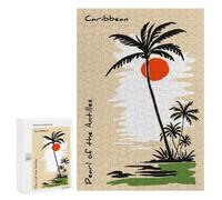 Jigsaw Puzzles for Adults 300 PCS Caribbean Palm Trees And Sunset Puzzle For Teenagerss But Fun And Humorous Wishlist with Santa Claus Unique Birthday And Xmas Gifts 300 PCS