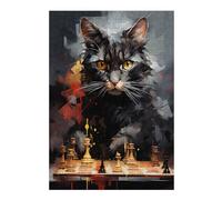 Jigsaw Puzzles for Adults 300 PCS Cat Chess Master Painting Jigsaw Puzzle Toy Wall Decor Analysis And Logic Challenging To Complete 300 PCS