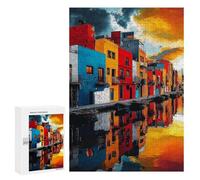 Jigsaw Puzzles for Adults 300 PCS Colorful Canal Reflections-1 Jigsaw Puzzles for Teenagers Improve Memory Train Your Brain And Hands Stress Reduction Gifts 300 PCS